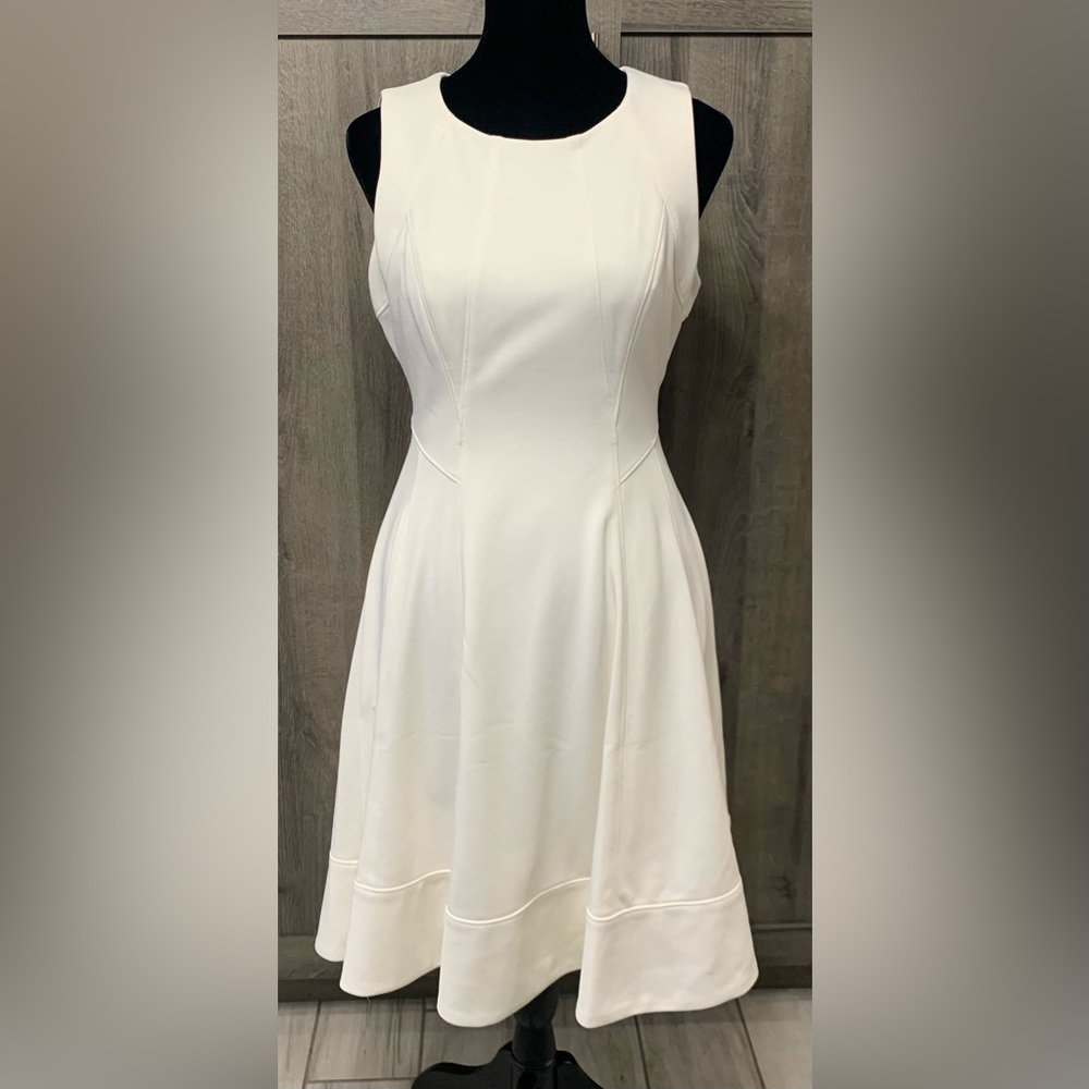 White House Black Market Cream White Princess Rockabilly Dress Women's Size 2